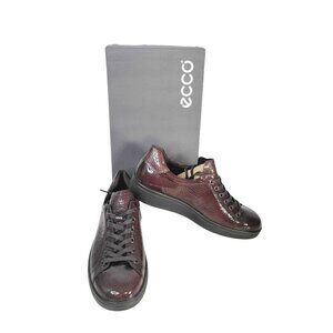 ECCO Patent Leather Comfort Sneakers Shoes Women Brown | Size 8 (EU 39)